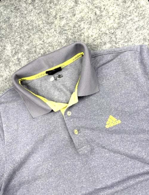 Adidas Performance Polo Shirt Grey Lime Logo Golf L